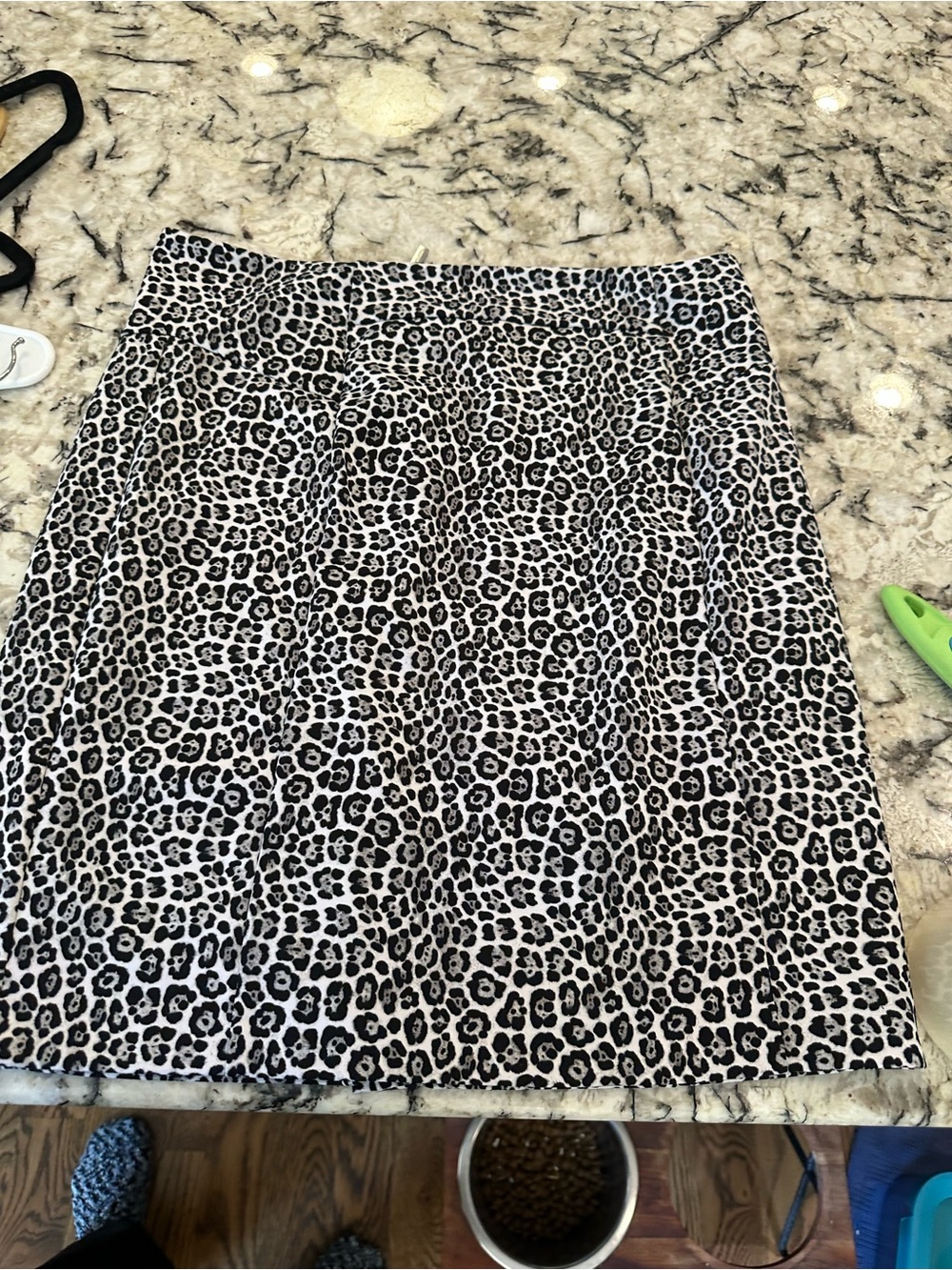 Michael Kors Black and White Leopard Print Mini Skirt